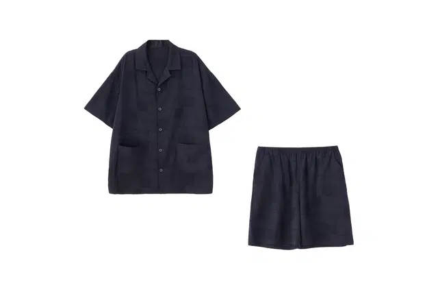 俏薇妮 简约纯色情侣宽松短袖短裤莫代尔薄款家居服时尚格子休闲可外穿睡衣套装 男款 黑色