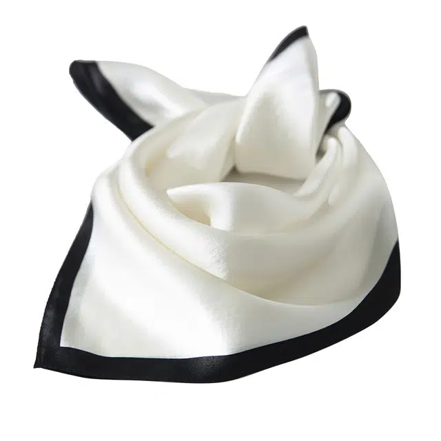 杭丝路 真丝素绉缎小方巾 优雅轻奢高级感 桑蚕丝 丝巾 女款 白色