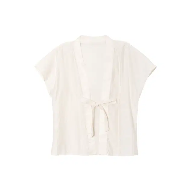 花栗鼠小姐 纯色简约新中式短袖衬衫 女款 浮云卷