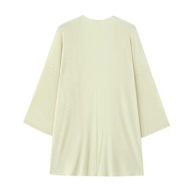 周淼 通勤简约纯色圆领中长款长袖针织衫 女款