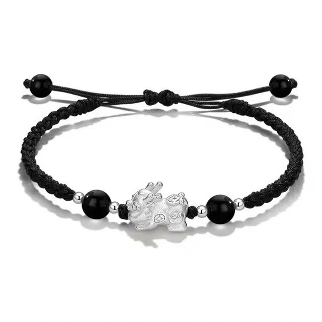 阡陌 线绳貔貅手绳 新中式国潮貔貅编织手绳 精致简约时尚百搭 男友礼盒 合金 手链 男女同款情侣款