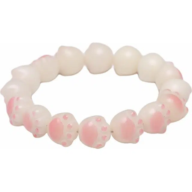 琉堇 新中式招财樱桃粉雕刻樱桃粉猫爪串珠 本命年招桃花念珠手饰 闺蜜款绕指柔文玩 菩提根 菩提手串 男女同款情侣款