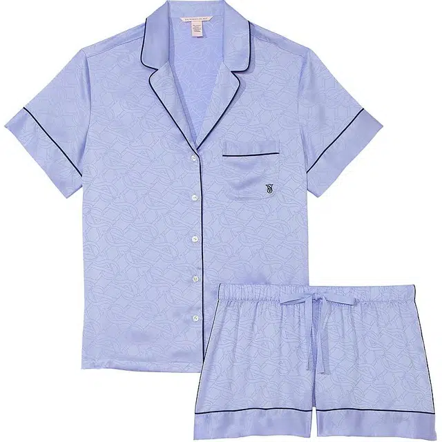 Victoria's Secret Satin Short Pajama SetBlue Crescent