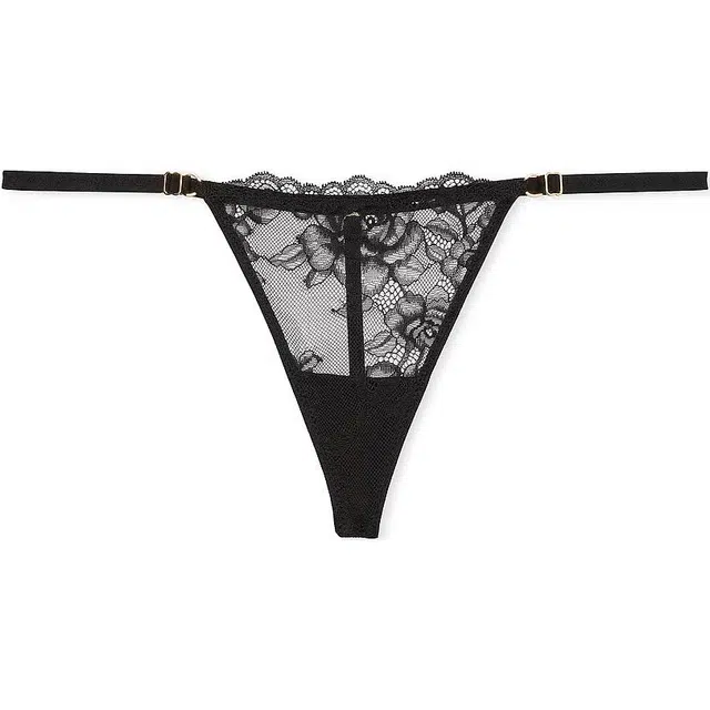 Victoria's Secret VERY SEXY Lace Adjustable V-String Panty Black 1