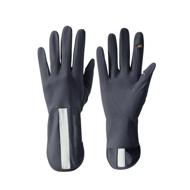 浪莎 夏季薄款冰丝防滑触屏骑行开车运动练车露二指袖套 手套 女款