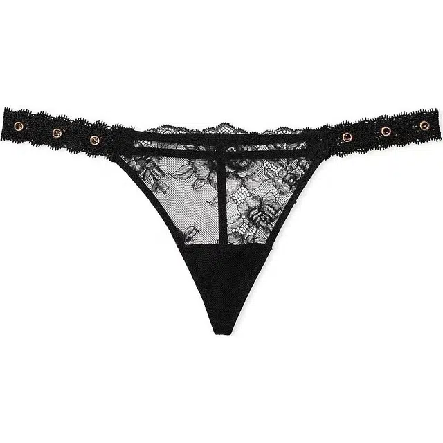 Victoria's Secret VERY SEXY Lace Adjustable V-String Panty Black 1