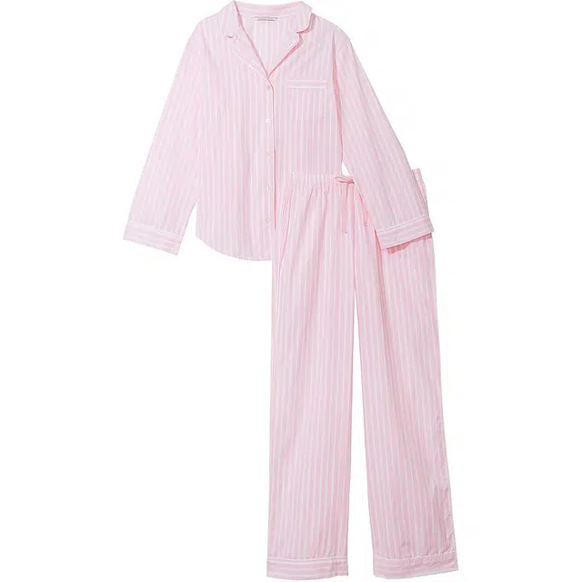 Victoria's Secret Cotton Long Pajama Set Pink
