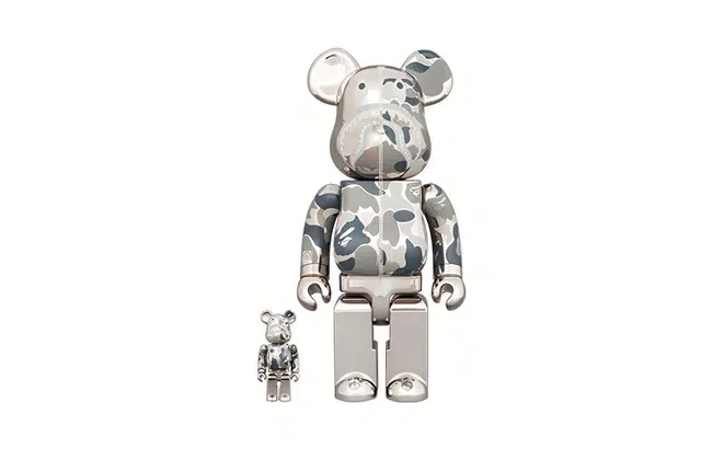 BE@RBRICK x BAPE Camo Shark Silver