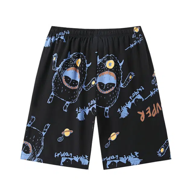 雅鹿 街头纯色基础款简约透气舒适垂感沙滩满印松紧五分休闲短裤 男女同款