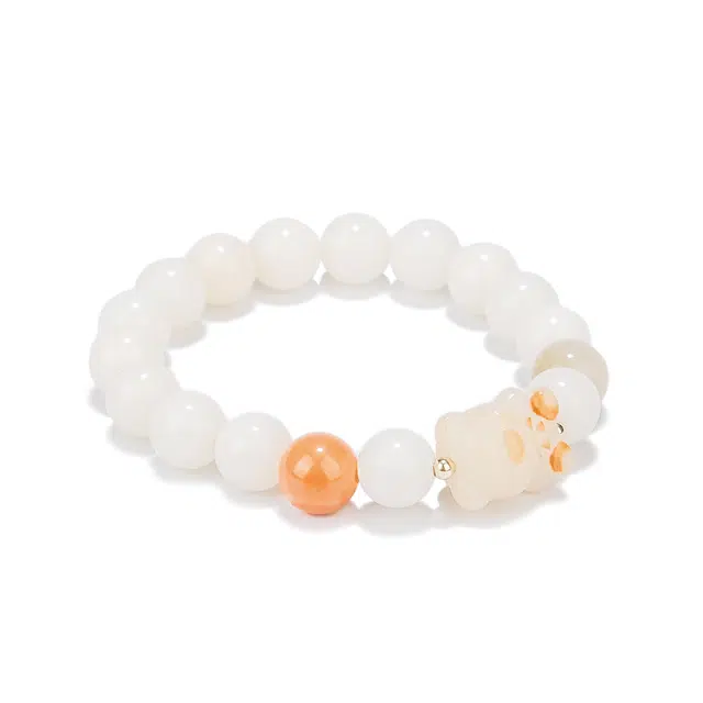 宝罗拉 佛珠盘玩首饰文玩 可爱小熊 白玉菩提 手串 男女同款情侣款