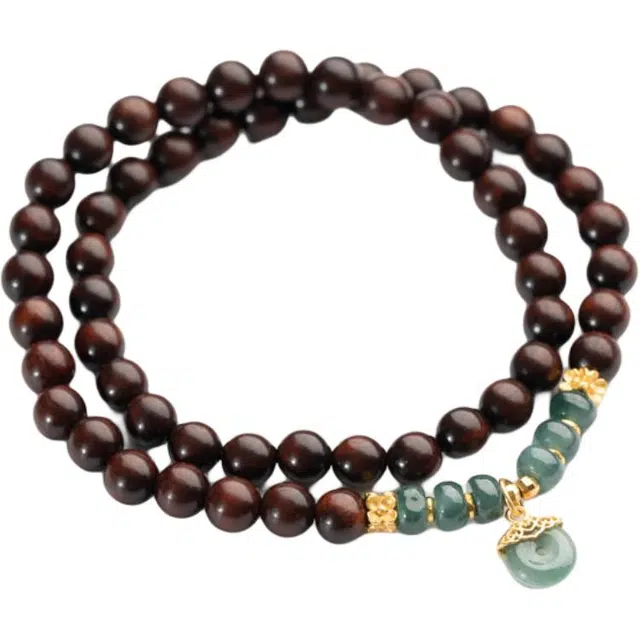 仙源 温澜潮生  高级感轻奢文玩念珠双圈平安福搭配饰品 木作 手串 男女同款情侣款 紫檀