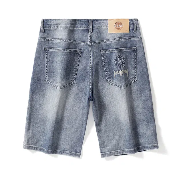 雅鹿 水洗中腰宽松直筒水洗耐磨牛仔短裤 男款 蓝色