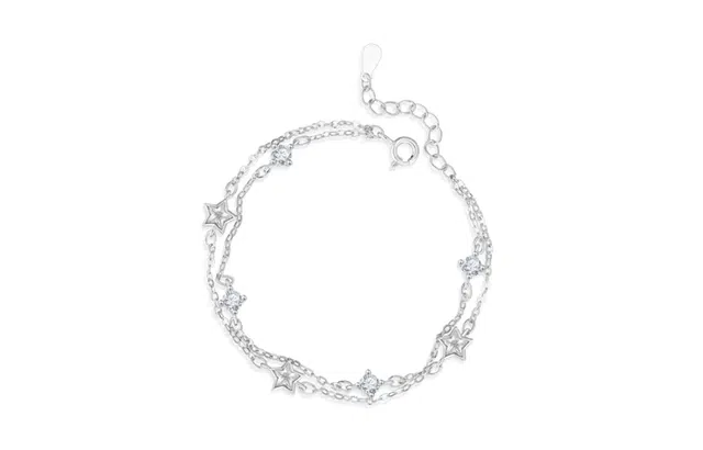 尚银福 星光点点  双层星星璀璨闪耀叠戴 精致高级感五角星锆石小众设计闺蜜款 合金 手链 女款