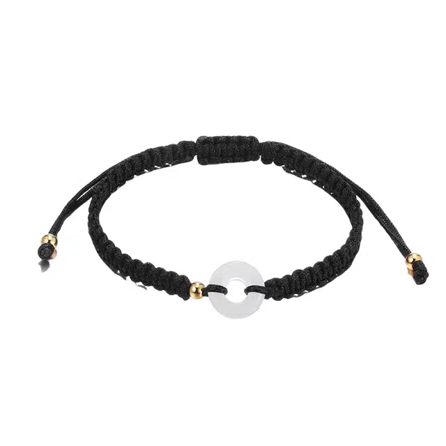 阡陌 平安扣手绳 新中式国潮复古平安扣手绳 简约精致时尚百搭高级设计感 男友礼盒 玻璃 手链 男女同款情侣款