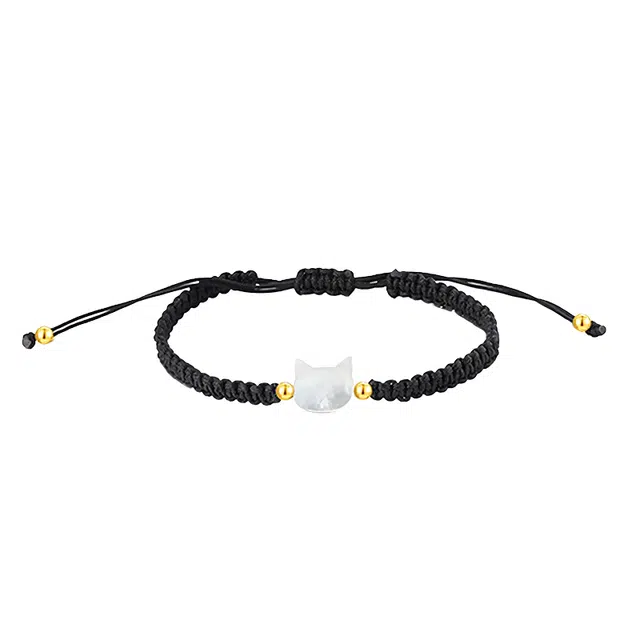 阡陌 猫咪手绳 可爱简约猫咪编织手绳 精致时尚可爱风小众设计感 男友礼盒 合金 手链 男女同款情侣款