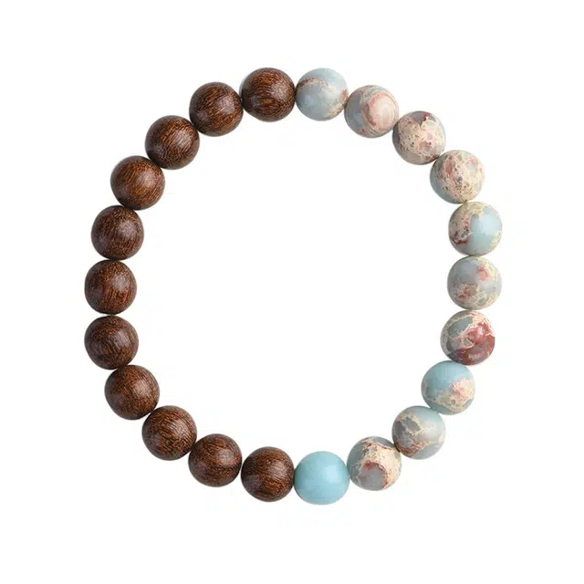 九隆古 中国风 简约 单圈 禅意木质 文艺民族风 复古潮饰品 寿山石 手链 男女同款情侣款