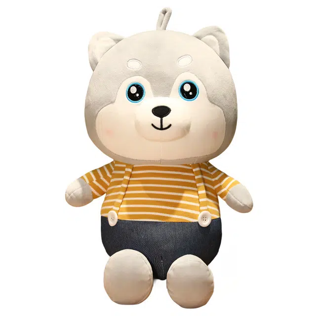 狐狸仙 可爱萌趣背带哈士奇 玩偶 毛绒公仔