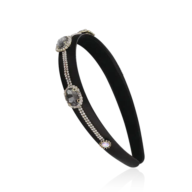 沂茹 时尚闪耀优雅黑色水钻宽边压发发箍洗脸百搭头箍女款头饰配饰发饰 布艺
