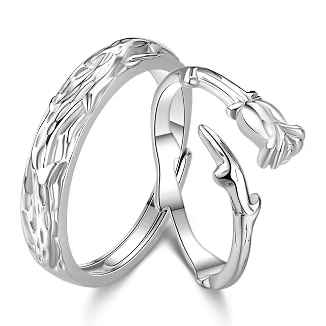 匆匆那年 荆棘玫瑰对戒一对素圈小众设计 戒指 男女同款情侣款