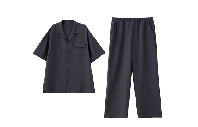 俏薇妮 纯色薄款短袖长裤软绵绵家居服简约复古宽松休闲可外穿睡衣套装 男款 黑色