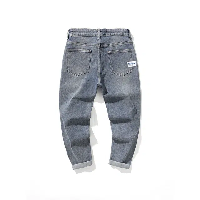 雅鹿 潮牌百搭直筒修身水洗耐磨美式高街休闲牛仔裤 男款