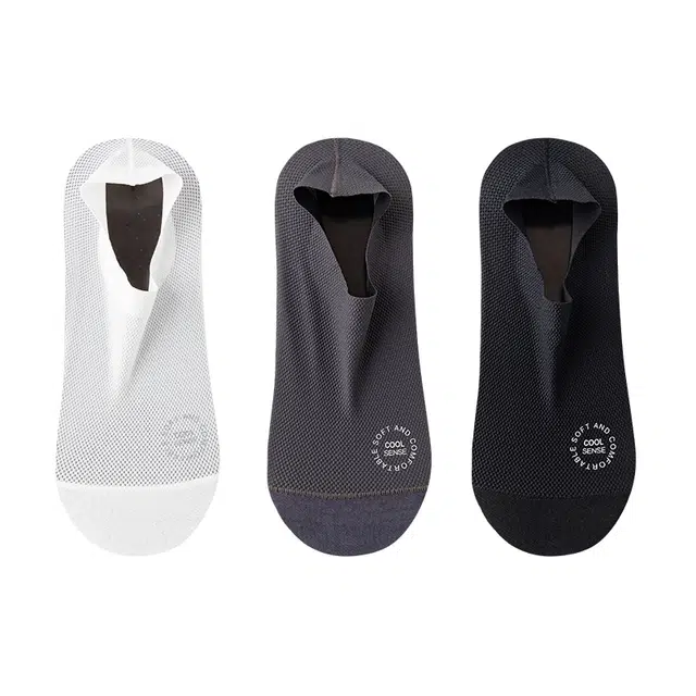 莫代尔 船袜超薄款冰丝隐形袜子吸汗防臭防滑不掉跟凉感防滑浅口短袜 男款 组合装