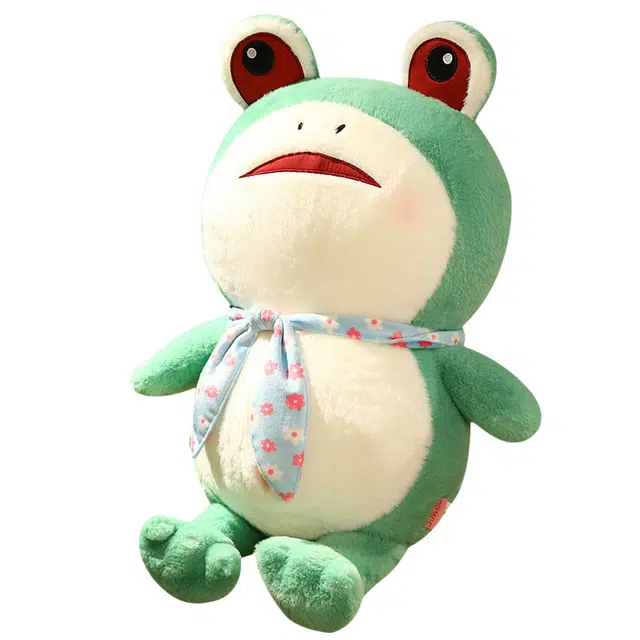 嗷嗷熊 蝴蝶结卖青蛙 卡通动物仿真蛙蛙 陪伴安抚 玩偶 毛绒公仔