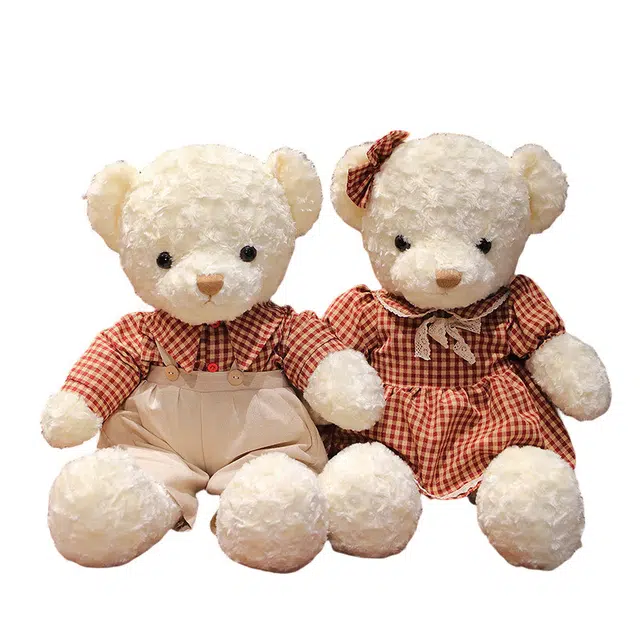 狐狸仙 泰迪熊 大号抱抱熊 压床娃娃碎花小熊一对 玩偶 毛绒公仔