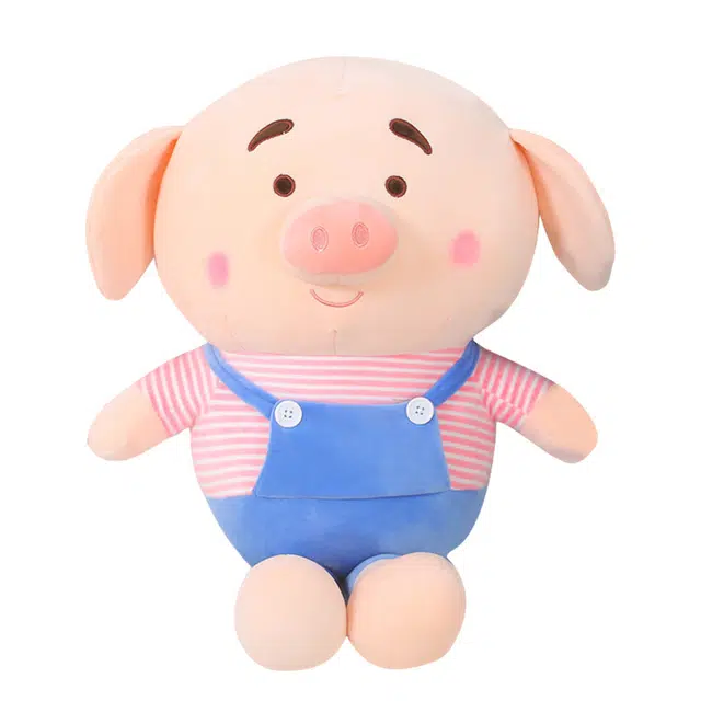狐狸仙 可爱条纹背带猪 粉猪布娃娃 安抚陪伴 玩偶 毛绒公仔