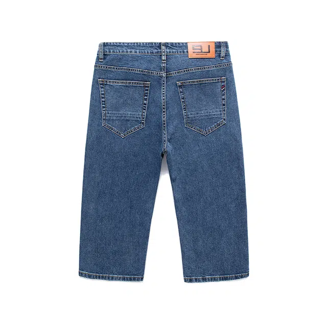 雅鹿 水洗百搭七分裤直筒休闲中腰潮牌水洗耐磨牛仔短裤 男款