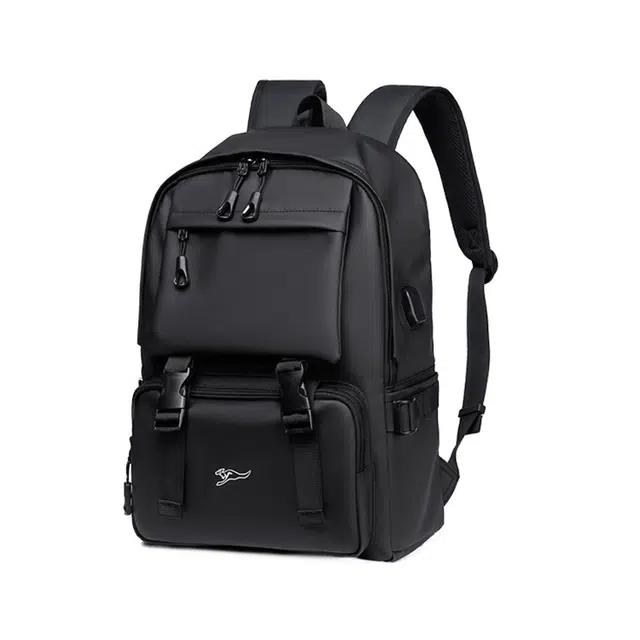 度森袋鼠 大容量休闲旅行 牛津布 双肩包 男款 黑色/灰色