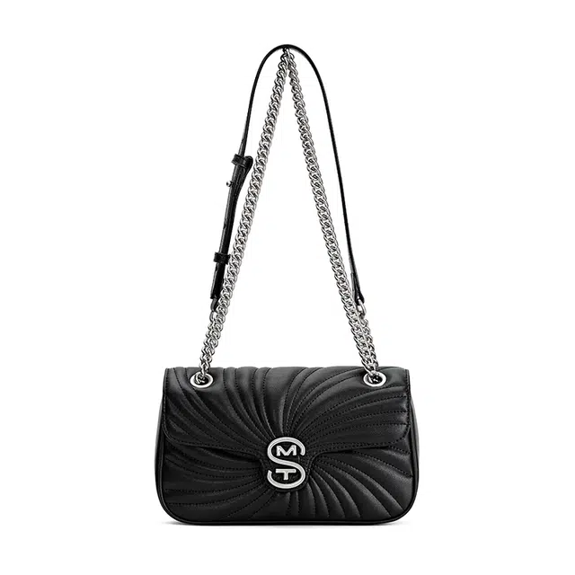 西木汀 心动信号 高级感小众设计百搭潮流时尚 牛皮 链条包单肩腋下包斜挎包 常规 女款 奶白色/深邃黑