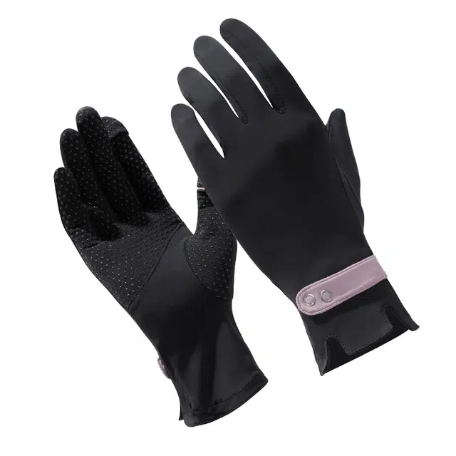 南极人 冰丝防紫外线薄款开车练车电动车防滑露指触屏夏季 防晒手套 女款