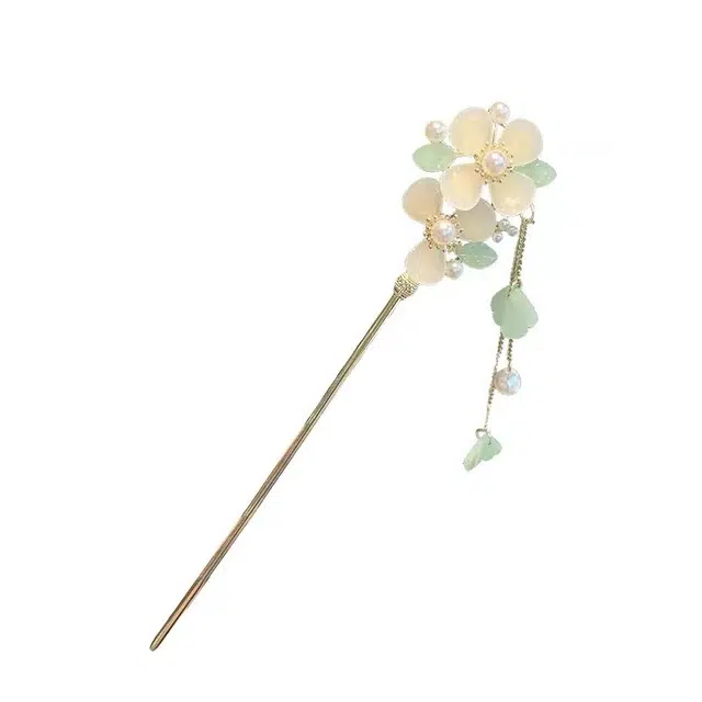 阡陌 玲珑花瓣流苏 复古气质新中式汉服盘发丸子花朵古风旗袍简约高级感 发簪 女款