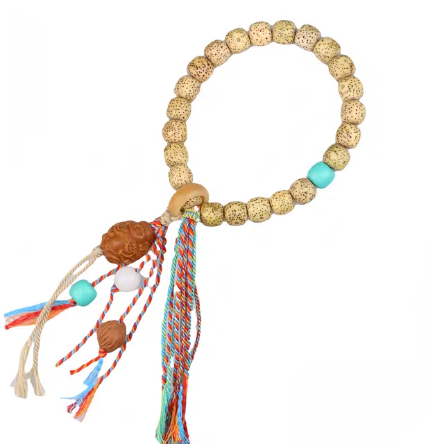 梨云暮雪 藏式 国风国潮 文玩跑环 五彩手编绳 笑口常开 手持 星月菩提 手串 男女同款情侣款