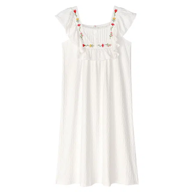 歌倩雅 休闲凉感舒适透气无袖睡裙 女款 白色