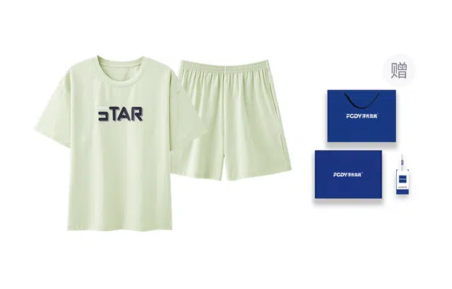 浮光岛屿 凉感纯棉短袖家居服简约时尚圆领休闲上衣短裤宽松实用可外穿睡衣套装 女款 礼盒款 薄荷绿