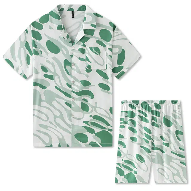 好福份 短袖短裤高级感家居服薄款凉感冰丝睡衣套装 男款 白色