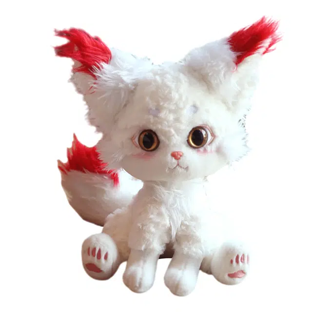 雄俊 大漂亮火尾白狐 软绵绵冬雪狐狸 惊艳软萌小狐狸 坐姿 玩偶 毛绒公仔