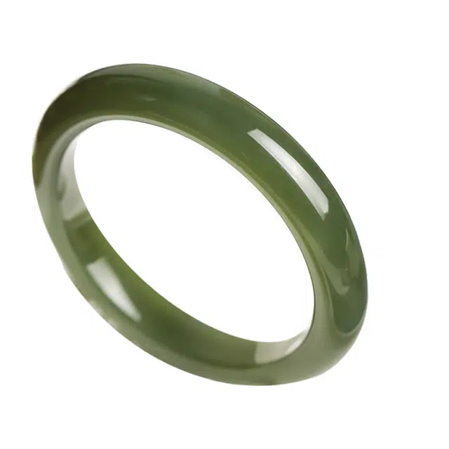 舒杰 湖水绿手镯 和田玉 油润高贵妈妈款  送女 男女同款情侣款 青白玉