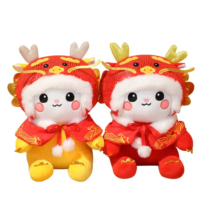 狐狸仙 龙年吉祥物 生肖龙 婚礼压床娃娃 玩偶 毛绒公仔