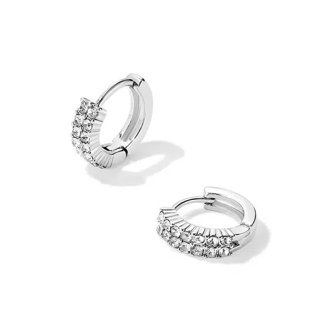 尚先生 微镶锆石圆型耳圈高级感轻奢小众设计 铜 耳环 女款