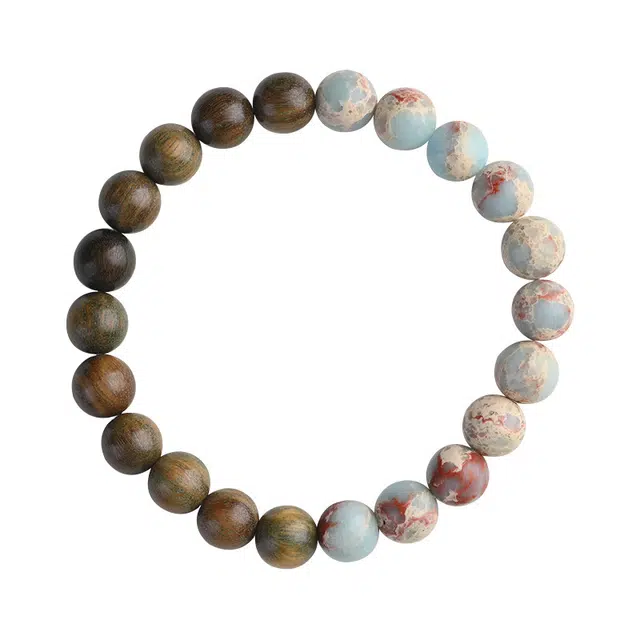 岁月静好 新中式中国风简约单圈禅意文艺民族风复古 绿檀 木作手串 男女同款情侣款 绿檀