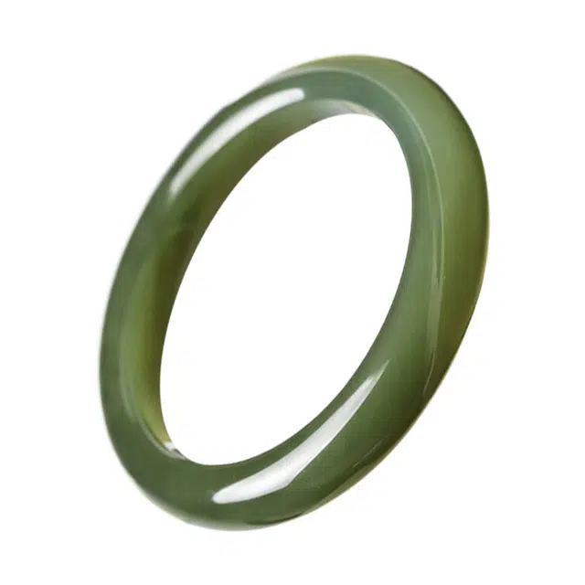 舒杰 高品质湖水绿手镯 和田玉 油润百搭气质款女玉镯 男女同款情侣款 青白玉