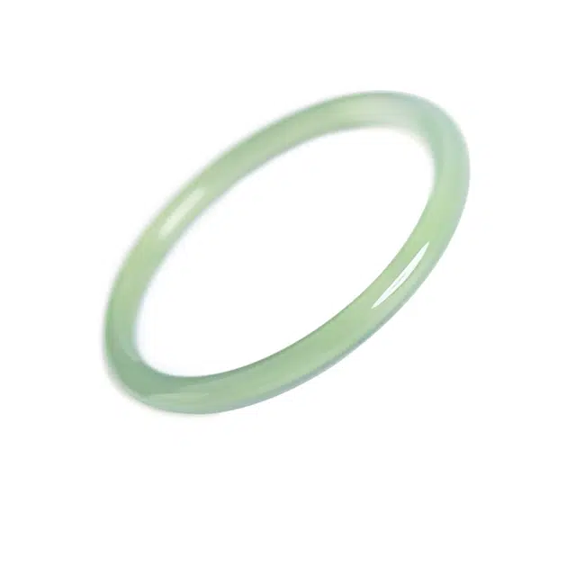 琉堇 新中式溪水绿 原创设计国潮风薄荷曼波显白百搭玉镯 只此青绿叮当镯 油青远山 玉髓 玉石手镯 女款