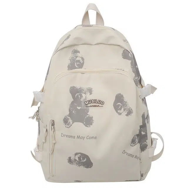 爱尔绅特 森系大容量百搭背包高颜值小清新 尼龙 双肩包 常规 男女同款情侣款 白色 黑色