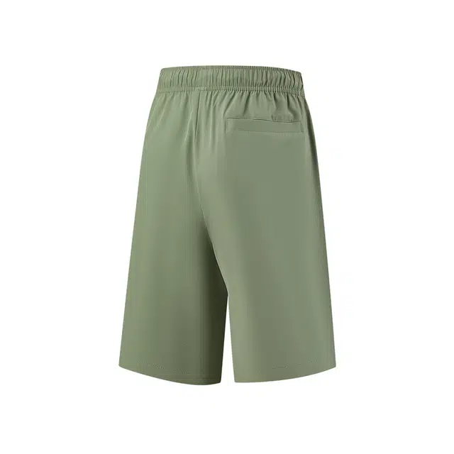 匹克 启系列 梭织冰丝短裤五分裤透气冰感通勤户外休闲运动裤跑步裤 男款 浅军绿