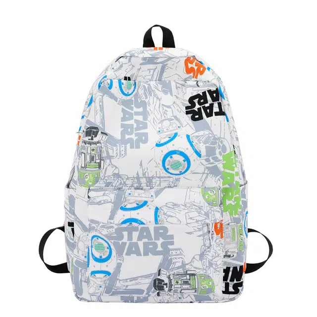 爱尔绅特 街头超酷大容量字母个性初中大学生学生 尼龙 书包背包双肩包 中号 男女同款情侣款 白色 黑色