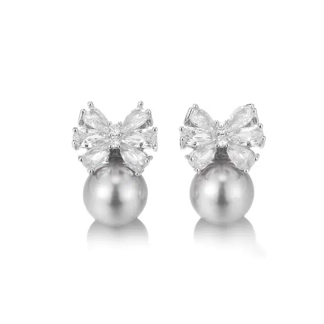 珂里 优雅高级感千金蝴蝶结 气质 轻奢甜美精致法式简约耳饰 铜 耳钉 女款