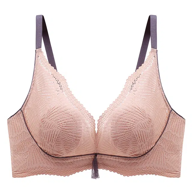 芬腾 薄款法式兔耳朵大胸显小无钢圈软支撑果冻胶镂空蕾丝文胸 女款